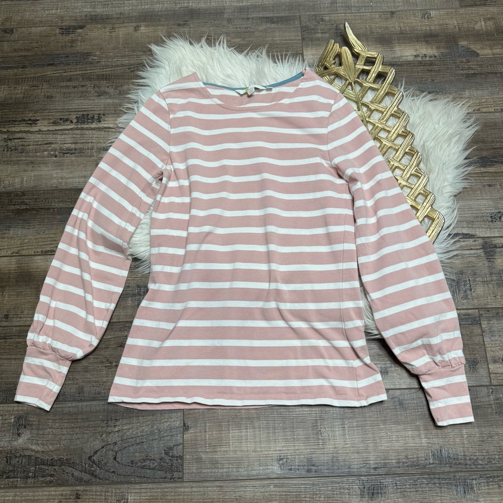 Boden Stripe Bubble Sleeve Top